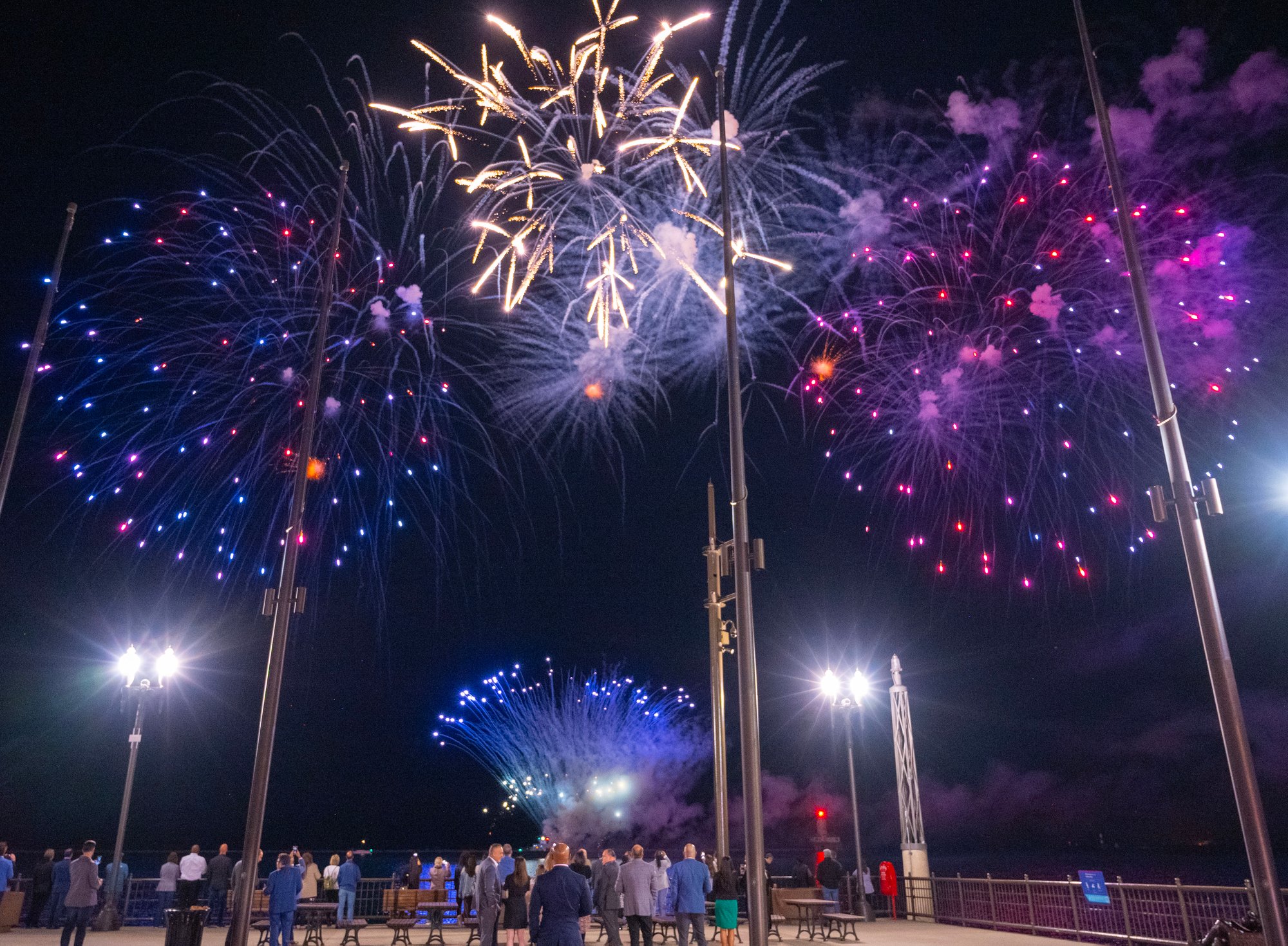 Fireworks going off over the Navy Pier for IHG Premium Investors and Leadership Conference event. 