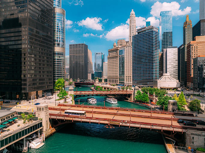 Downtown Chicago in the Summer