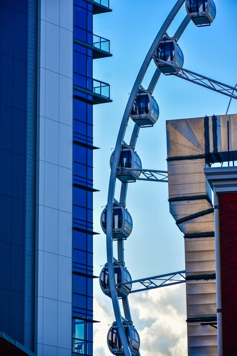 View of Ferris wheel in downtown Atlanta